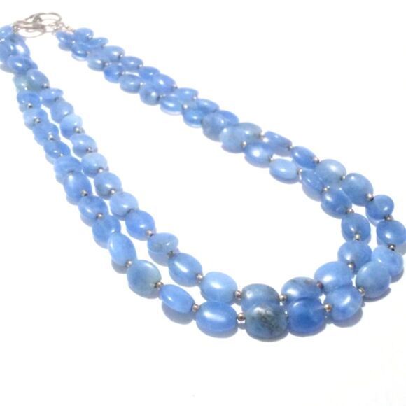 Blue Lace Agate Multi Strand Beaded Necklace - Picture 5 of 6